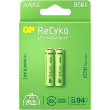 Gp Recyko 950 Mah R03 Aaa Şarjlı 2'li Pil