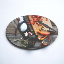 Cozy Co: Temperli Cam Elips Kesme ve Sunum Tablası, Kesme Tahtası, Kesme Tablası, Sunumluk, CKT009