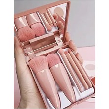 Taşınabilir Aynalı 5'li Makyaj Fırça Seti Göz Farı, Fondöten, Allık Karıştırma, Makyaj Fırçaları