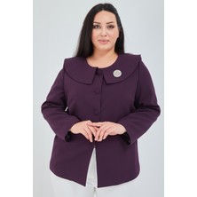 Fagi Atelier Kadın Büyük Beden Şal Yaka Broşlu Ceket