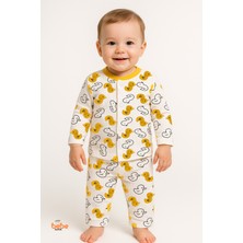 Ördek Desenli Bebek Pijama Takımı 9-12 Ay | Uzun Kollu Unisex Uyku Takımı Pamuklu 2'li Takım