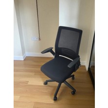 Fileli Çalışma Koltuğu Montajlı Hazır Kollu Ofis Sandalyesi Büro Bilgisayar Çalışma Siyah