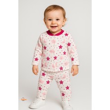 2’li Takım Rahat Uyku Seti Sevimli Ay Yıldız ve Bulut Desenli Unisex Bebek Pijama Takımı 9-12 Ay