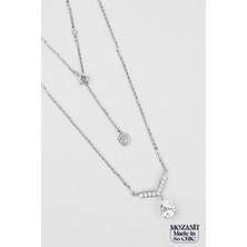 Mozanit Charlotte 18 Ayar Beyaz Altın Kaplama 46 cm Gümüş Kolye