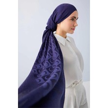 Imannoor Dama Desen Lacivert Naia Pamuk Şal 70X200
