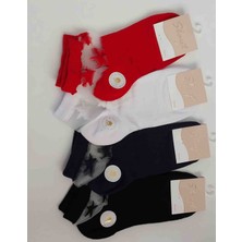 Matilda Kombinlerinize Şıklık Katacak Kadın Tül Detaylı Çorap – 4’lü Paket