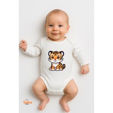 Hayvan Figür Baskılı Bebek Zıbın Body %100 Pamuklu, Uzun Kollu, Rahat ve Şık Çıtçıtlı Body