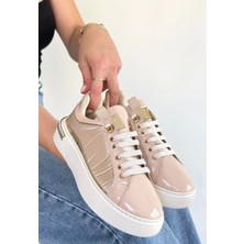 Hley Bej Rugan Paraşüt Detaylı Bağcıklı Spor Ayakkabı