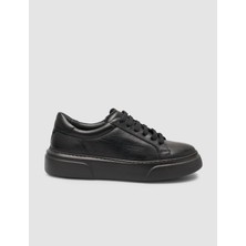 Monamae %100 Hakiki Deri Siyah Kadın Sneaker