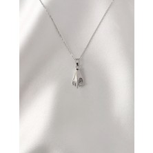 Paslanmaz Çelik Zirkon Taşlı El Figürlü Kolye