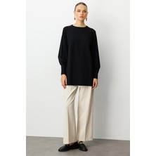 Balon Kollu Rayon Siyah Tunik