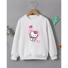 Kız Çocukları Için Hello Kitty Baskılı Uzun Kollu T-Shirt