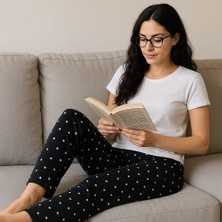 Kadın Desenli Cepli Süet Tek Alt Siyah