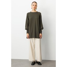 Balon Kollu Rayon Haki Tunik