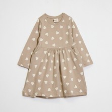 Kız Çocuk Kalp Desenli Elbise