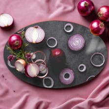 Cozy Co: Temperli Cam Elips Kesme ve Sunum Tablası, Kesme Tahtası, Kesme Tablası, Sunumluk, CKT012