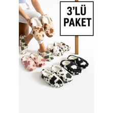 3'lü Paket Puffy Kapalı Kadın Terlik Ev Terliği