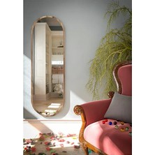 Ceviz Oval Dekoratif Boy Aynası 40X120 cm
