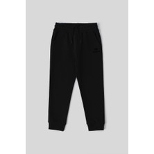 Siyah Standart Fit Manşetli Ince Erkek Çocuk Eşofman Alt - 11062