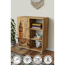 Hediyeler Kapında 3 Raflı Tek Kapak London View Çok Amaçlı Dolabı Mutfak Kiler Banyo Balkon Erzak Dolabı