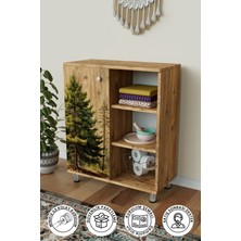 Hediyeler Kapında 3 Raflı Tek Kapak The Forest Çok Amaçlı Dolabı Mutfak Kiler Banyo Balkon Erzak Dolabı