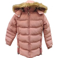 Kız Çocuk Içi Peluş Astarlı Çıkarılabilir Kapüşonlu Su Geçirmez Mont Kaban 3021