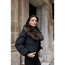 Wintz Hakiki Kürk Şişme Mont Siyah