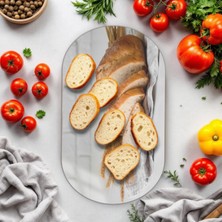 Cozy Co: Temperli Cam Oval Kesme ve Sunum Tablası, Kesme Tahtası, Kesme Tablası, Sunumluk, CKT015