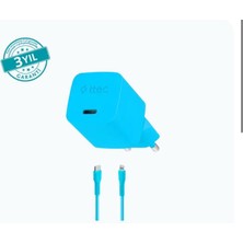2SCG20CNS Ttec Smartcharger Gan 20W Pd Seyahat Hızlı Şarj Aleti + Usb-C - Lightning 3A Kablo