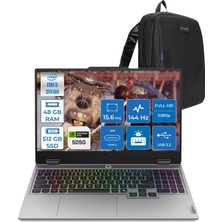 Lenovo Loq Intel Core I5-13450HX 48GB Ddr5 512GB SSD 8GB/RTX5050/100W 15.6" Fhd IPS 300NITS 100% Srgb 144Hz Windows 11 Home Taşınabilir Bilgisayar 83JE00JLTRH17 + Zettaçanta