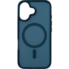 Dijital İndirim iPhone 16 Plus Lüks Mat Magsafe Uyumlu Manyetik Silikon Kılıf (Mavi)