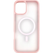 iPhone 16 Plus Uyumlu Şeffaf Renkli Kenar Magsafe Şarj Özellikli Silikon Kılıf (Pembe)