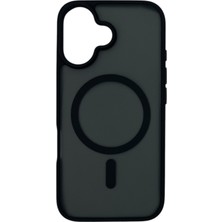 Dijital İndirim iPhone 16 Plus Lüks Mat Magsafe Uyumlu Manyetik Silikon Kılıf (Siyah)