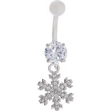 Kadın Kar Tanesi ve Tektaş Model Taşlı Çelik Piercing