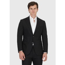 Siyah Düz Shirt Shoulder Slim Fit %100 Yün Ceket