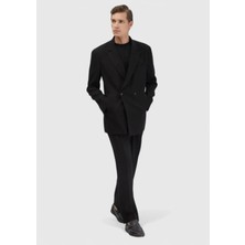 Siyah Düz Zeroweight Slim Fit Yün Karışımlı Takım Elbise