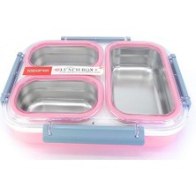Bölmeli Paslanmaz Çelik Saklama Kabı Sızdırmayan Beslenme Kabı 1200 ml - Pembe