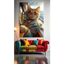 Özkacar Group Zengin Kedi V1 Ev Duvar Salon Güzellik Salonu Ofis Dükkan Dekarasyon Kanvas Tablo