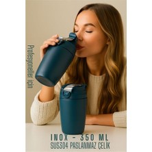 Modacar Inox Çelik Kahve Bardağı - 350 ml  SUS304 Çelik Termos Profesyonel Mavi