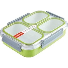 Bölmeli Paslanmaz Çelik Saklama Kabı Sızdırmayan Beslenme Kabı 1200 ml - Yeşil
