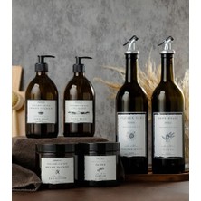 3 Lü Set 6 Parça Cam 2li 750ML Yağdanlık Cam Amber 300ML 2li Sıvı Sabunluk 2li Amber Pamukluk Yağlık