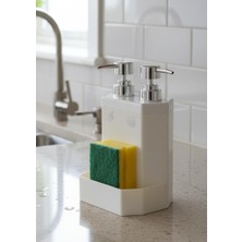 Lecce Çift Hazneli Mutfak Sıvı Sabunluk Seti - Plastik Sıvı Sabunluk Takımı - 850 ml