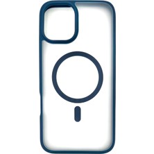 Dijital İndirim iPhone 16 Plus Uyumlu Şeffaf Renkli Kenar Magsafe Şarj Özellikli Silikon Kılıf (Mavi)