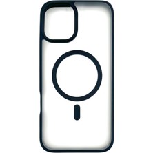 Dijital İndirim iPhone 16 Plus Uyumlu Şeffaf Renkli Kenar Magsafe Şarj Özellikli Silikon Kılıf (Siyah)