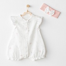 Andywawa Kız Çocuk Tulum Takim Romper Band Set Love Family Muslin Ac25504
