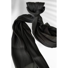 Amine Hüma Saten Dokulu Janjan Abiye Şal Siyah