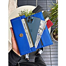 Watch of Royal Marco Blue Deri Telefon Cüzdanı