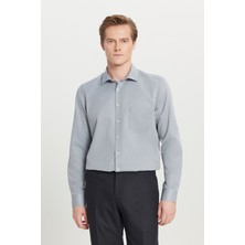 Altınyıldız Classics Pamuklu Tailored Slim Fit Dar Kesim Klasik Yaka Armürlü Cepli Gömlek