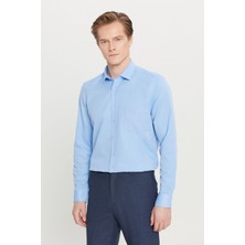 Altınyıldız Classics Pamuklu Tailored Slim Fit Dar Kesim Klasik Yaka Armürlü Cepli Gömlek