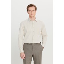 Altınyıldız Classics Pamuklu Tailored Slim Fit Dar Kesim Klasik Yaka Armürlü Cepli Gömlek